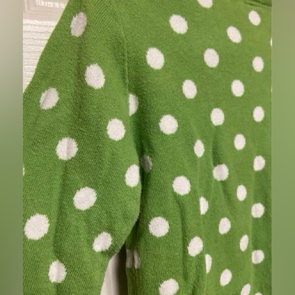 Green & White Polka Dot Kids Cardigan 5T - Picture 4 of 5
